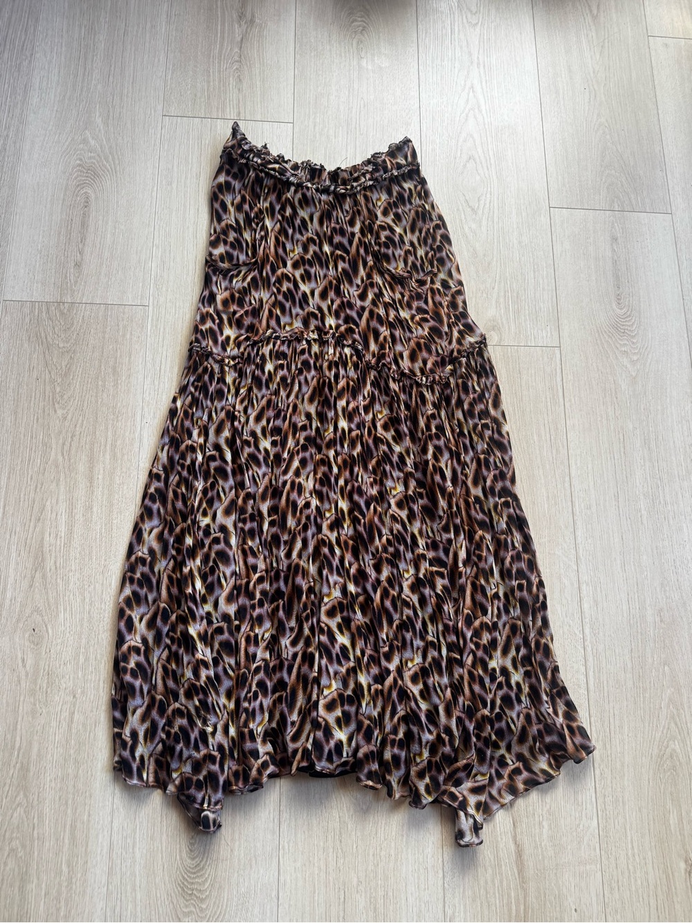 Tiered Leopard-Print Maxi Skirt - Brown